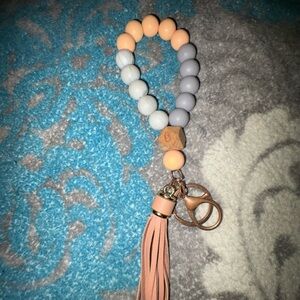 Gray and Orange Key Holder with Chic Tassel